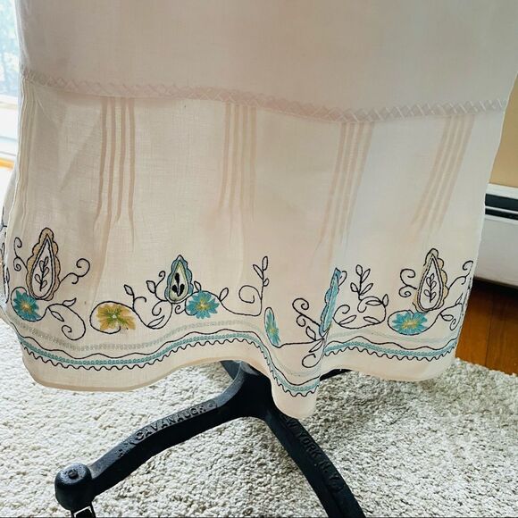 LOFT | long linen embroidered bottom skirt 2P - Picture 5 of 7